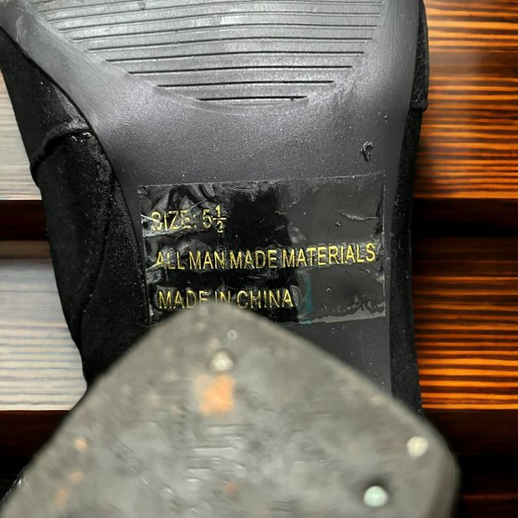 Qupid Miss 10 Embroidered Floral Thigh High Boots Black Faux Suede Size 5.5 - Picture 14 of 16